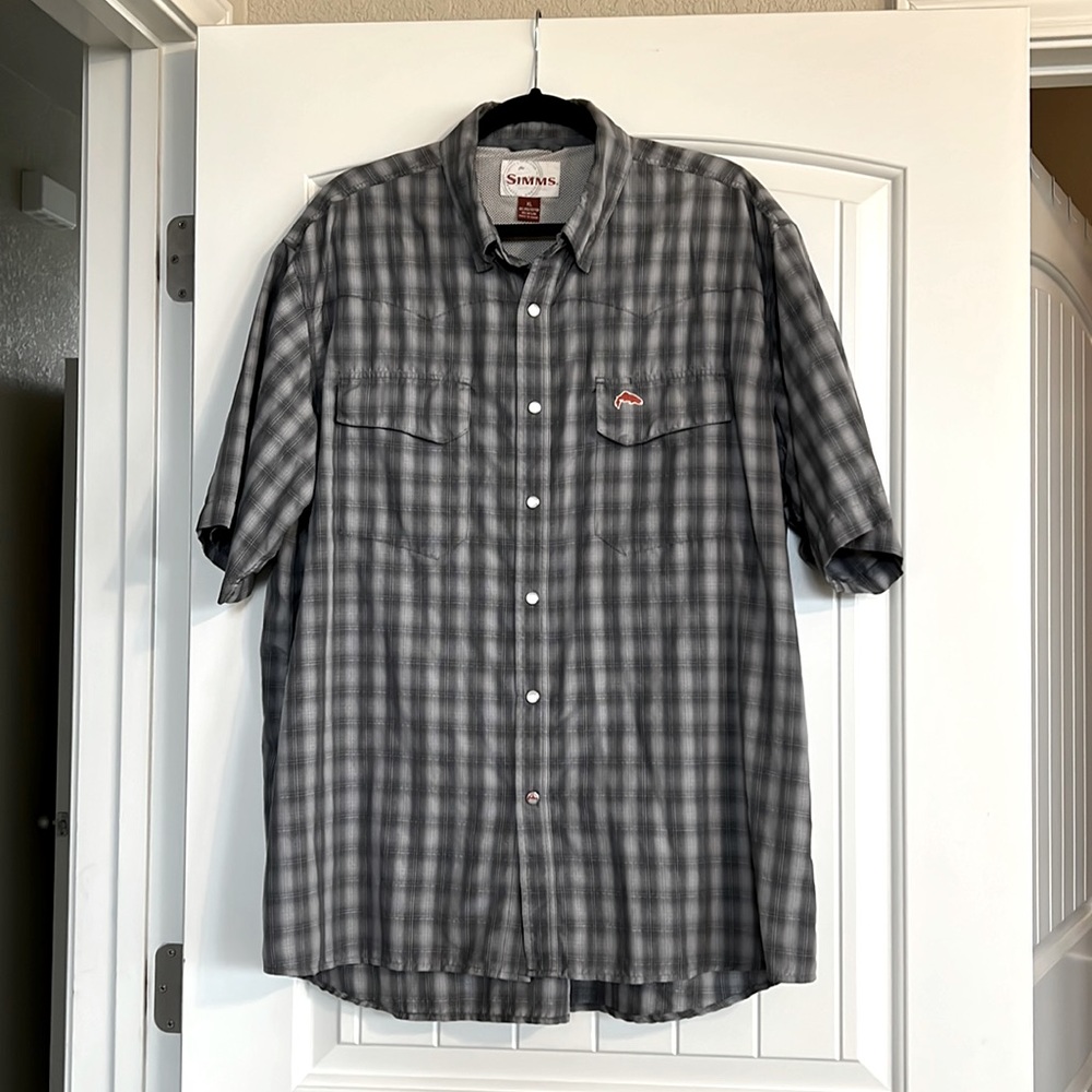 Simms Pearl Snap Fishing Shirt - XL Gray